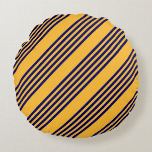 Coussins Ronds Marine bleu et jaune soleil cinq bandes motif