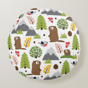Coussins Ronds Marmotte sur une montagne