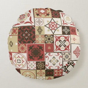 Coussins Ronds Marsala Marsala Marsala Motif en Carrelage