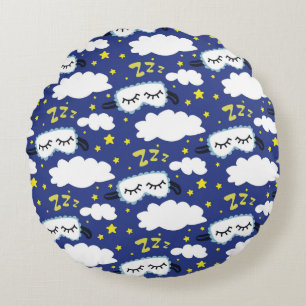 Coussins Ronds Masques de Sommeil Nuages et Étoiles Jaunes