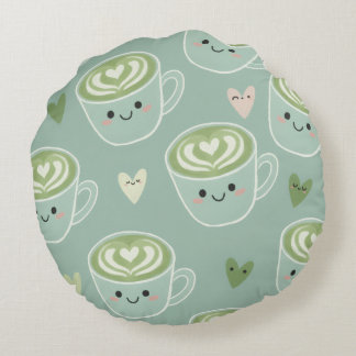 Coussins Ronds Matcha Love Latte Kawaii Round Pillow