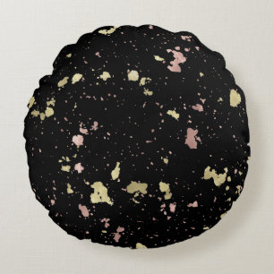 Coussins Ronds Matte Gold et Rose Gold Flakes Noir