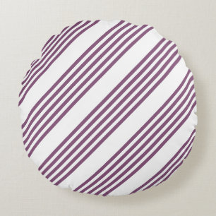 Coussins Ronds Mauve violet blanc cinq bandes motif