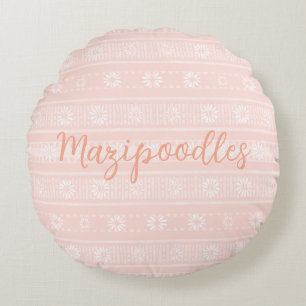 Coussins Ronds MAZIPOODLES Nom de tricot rayé floral côtelé