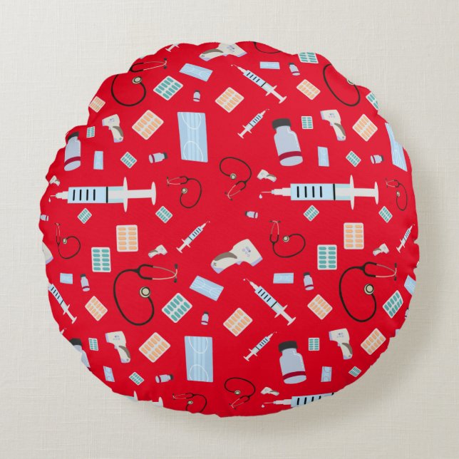Coussins Ronds Médecin de santé Motif Fournitures Médicales (Devant)