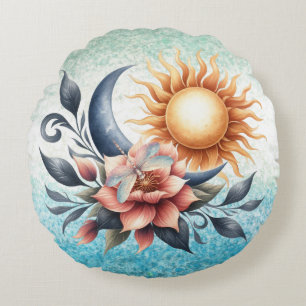 Coussins Ronds Méditation de Lotus Flower Dragonfly