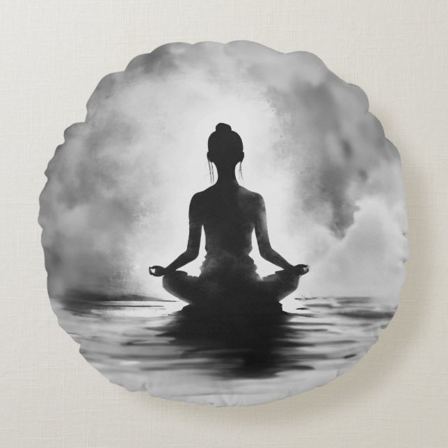 Coussins Ronds Méditation Yoga Instructeur Lotus Pose Peinture à  (Devant)