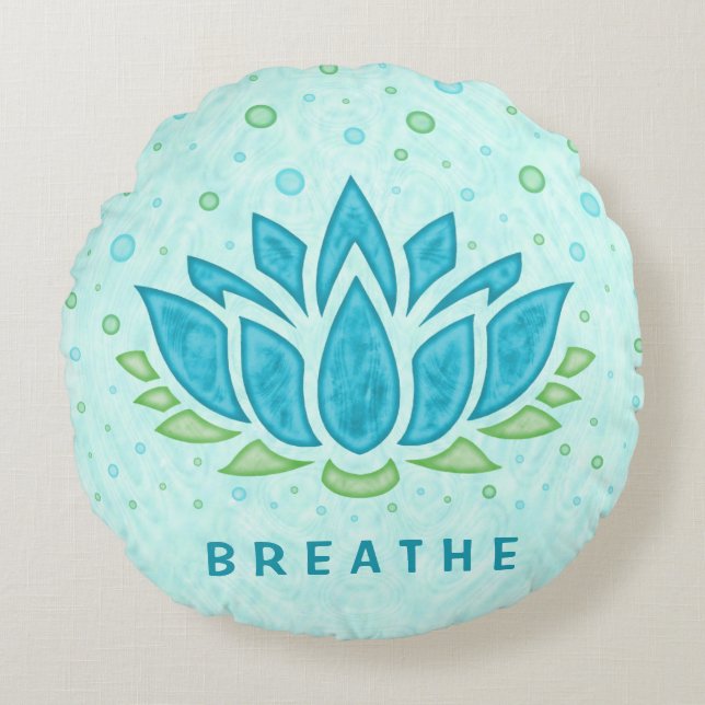 Coussins Ronds Méditation Yoga Lotus Fleur Zen | Modèle texte (Devant)