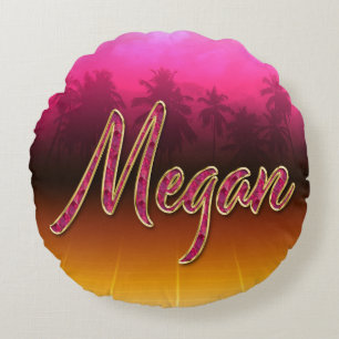 Coussins Ronds Megan Prénom Golden Pink