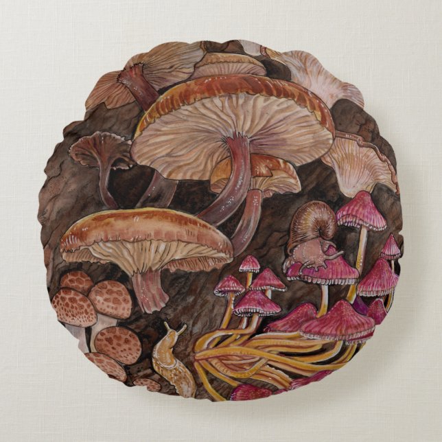 Coussins Ronds Ménagerie de champignons (Devant)
