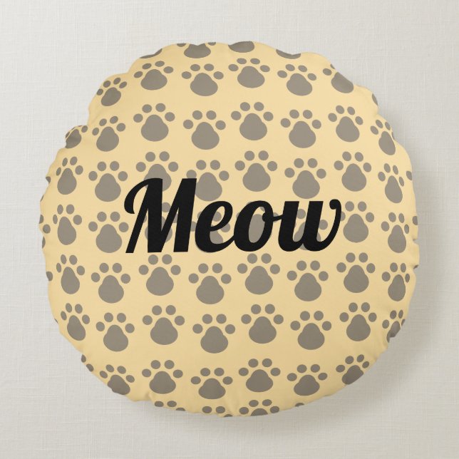 Coussins Ronds Meow, Paw Prints (Devant)