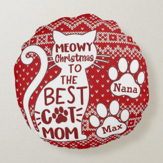 Coussins Ronds Meowy Noël À La Meilleure Maman Chat