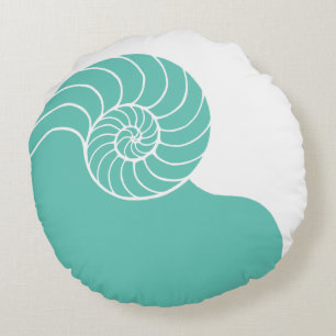 Coussins Ronds Mer turquoise Shell de Nautilus