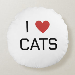 Coussins Ronds Message I Heart Cats