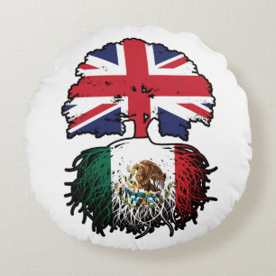 Coussins Ronds Mexique Mexique Royaume-Uni drapeau des racines de