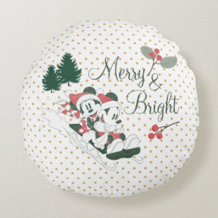 Coussins Ronds Mickey & Minnie Merry & Bright