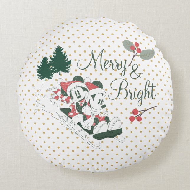 Coussins Ronds Mickey & Minnie | Merry & Bright (Devant)