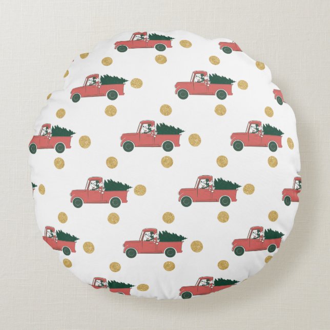 Coussins Ronds Mickey Mouse | Accueil pour le Motif de Noël (Devant)