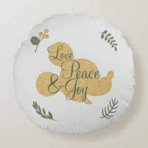 Coussins Ronds Mickey Mouse Christmas Love, Peace & Joy