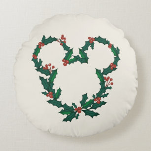 Coussins Ronds Mickey Mouse Holiday Wreath