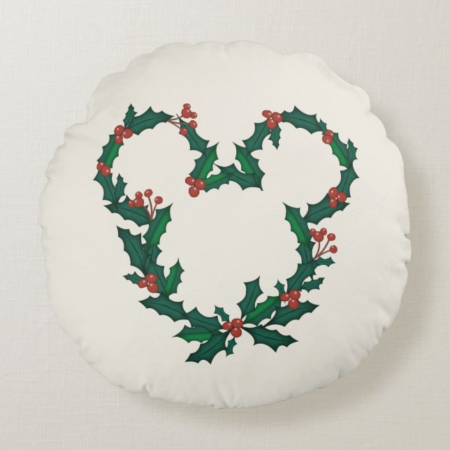 Coussins Ronds Mickey Mouse Holiday Wreath (Devant)