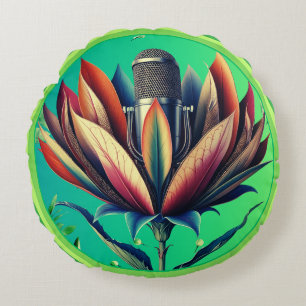 Coussins Ronds Microphone en fleurs