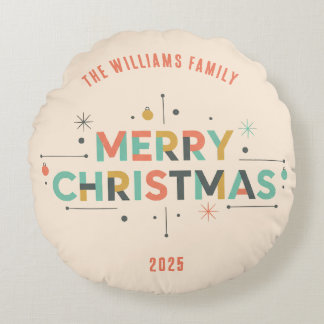Coussins Ronds Mid-Century Merry Christmas – Retro Style
