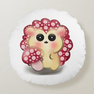 Coussins Ronds Mignon Champignon Rouge Kawaii Hérisson Toadstool