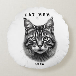 Coussins Ronds Mignon Design Simple Personnalisé Maman Chat Chatt