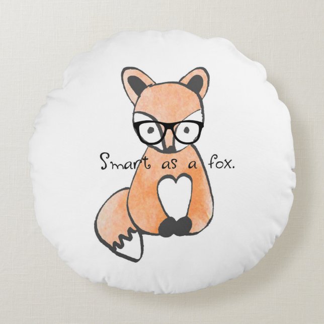 Coussins Ronds Mignon Intelligent comme un Renard (Devant)