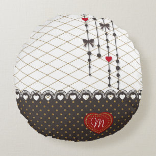 Coussins Ronds Mignon parties scintillant en dentelle faux or mot