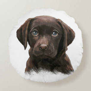 Coussins Ronds Mignonne face de chien du Labrador au chocolat