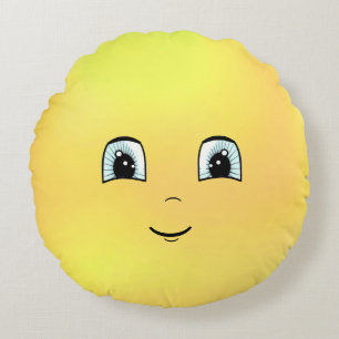 Coussins Ronds Mignonne Visage Heureux