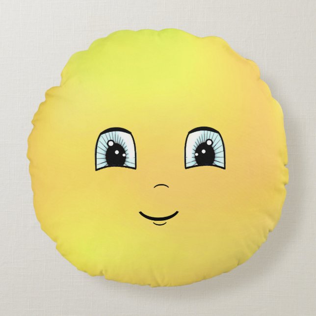 Coussins Ronds Mignonne Visage Heureux (Devant)
