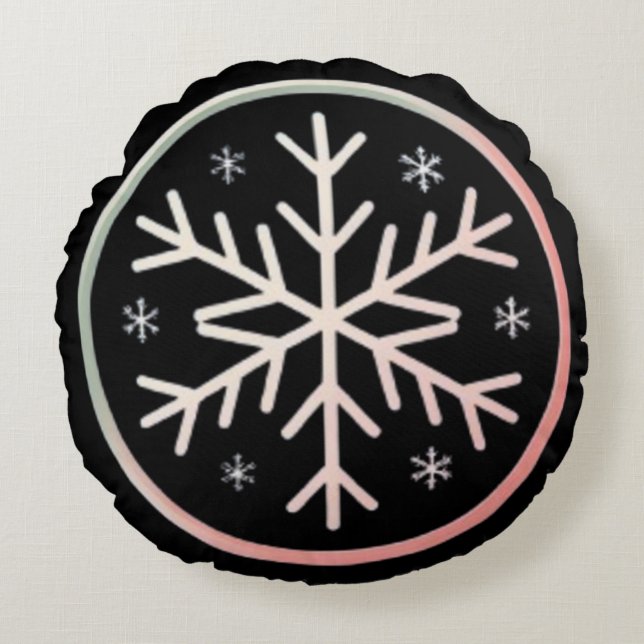 Coussins Ronds Minimal Snowflake Icon –  Winter Holiday design  (Devant)