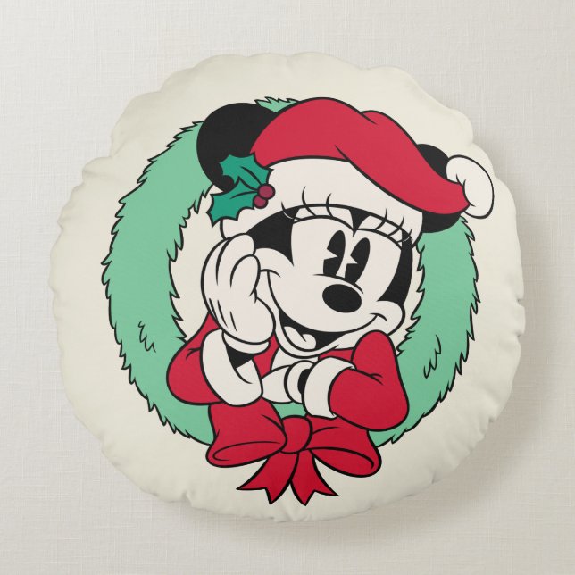 Coussins Ronds Minnie | Cute couronne de vacances (Devant)