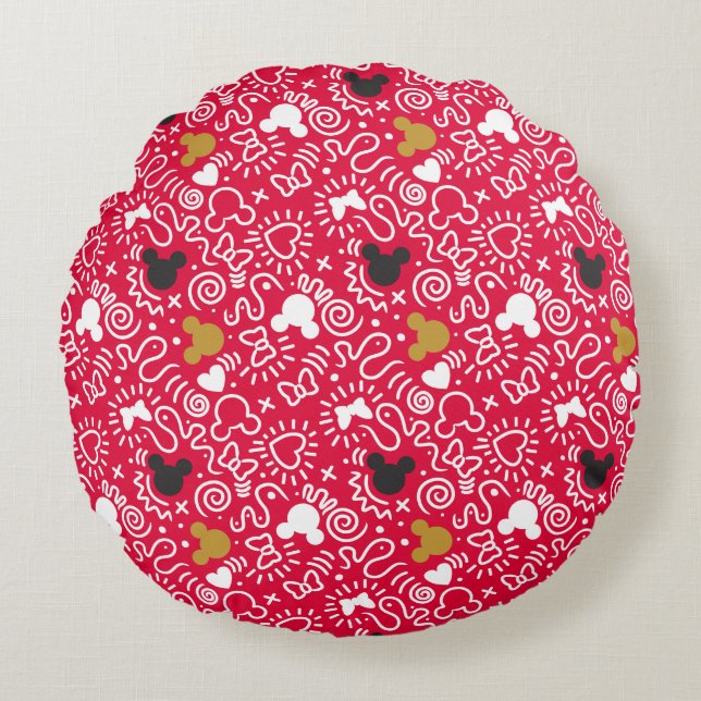 Coussins Ronds Minnie Mouse | Motif Doodle (Devant)