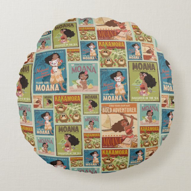 Coussins Ronds Moana | Retro Poster Motif (Devant)