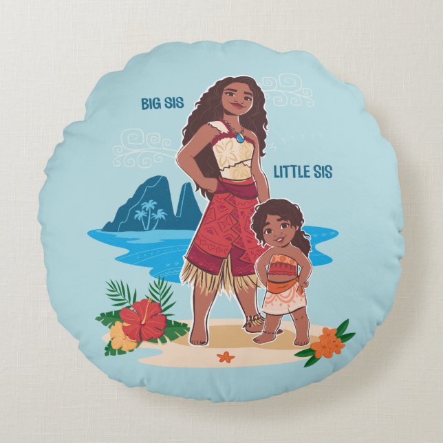 Coussins Ronds Moana & Simea : Big Sis Little Sis (Devant)