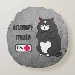 Coussins Ronds Mode grumeux sur drôle de gros chat