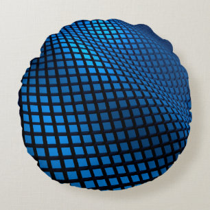 Coussins Ronds Modèle d'onde Abstrait bleu