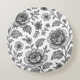 Coussins Ronds Modèle Floral Rose vintage