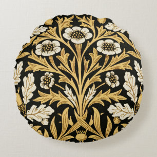 Coussins Ronds Modèle William Morris Vintage Gold Black Oak