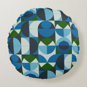 Coussins Ronds Moderne Abstrait Géométrique Bleu et Vert