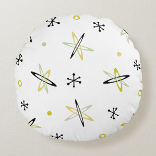 Coussins Ronds moderne du milieu du siècle, ère atomique, âge ato