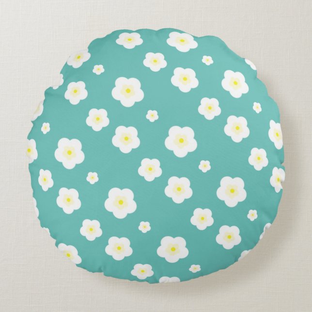 Coussins Ronds Moderne Spring Faisy dégradé floral jaune motif (Devant)