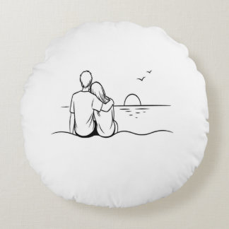 Coussins Ronds Moment de coucher de soleil minimaliste en ligne a