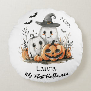 Coussins Ronds Mon premier Halloween mignon Citrouille fantôme No