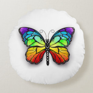 Coussins Ronds Monarque papillon arc-en-ciel