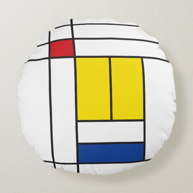 Coussins Ronds Mondrian II Minimum De Stijl Modern Art Design (Devant)